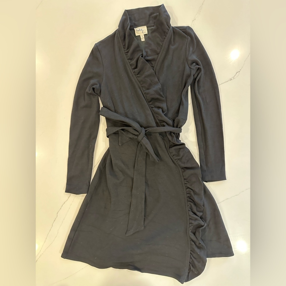 Milly of New York Women’s Class Black Wool Wrap Dress sz S